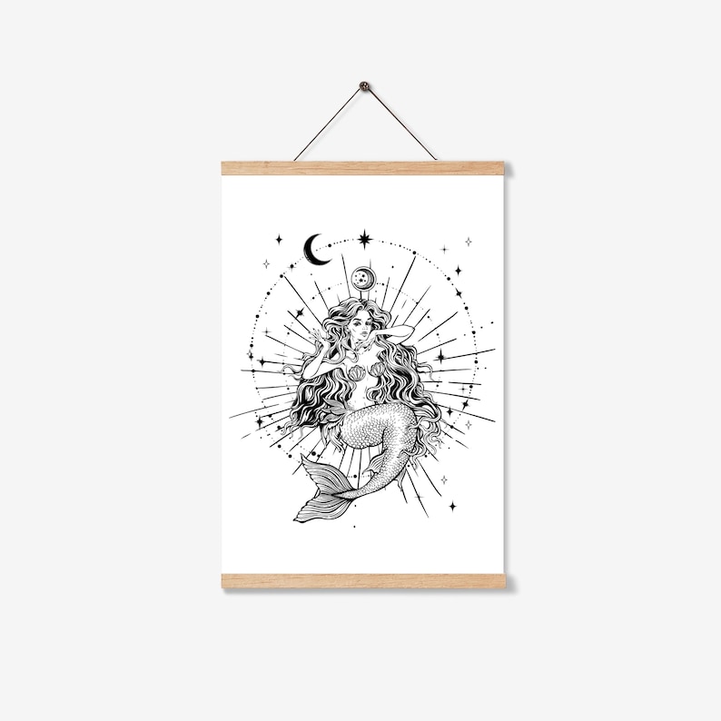 Celestial Mermaid Mermaid Print Mermaid Art Print Mermaid Wall Art Mermaid Wall Decor Mermaid Art Mermaid Home Decor image 2