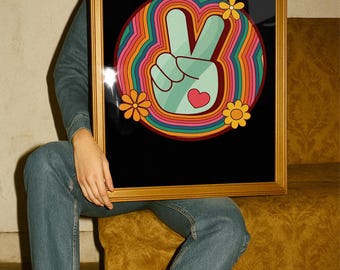 70s Peace Sign Print | Retro Psychedelic Wall Art