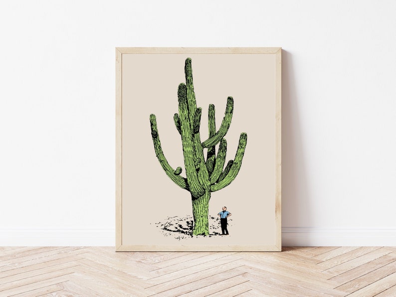 homme cactus Impression de cactus Décoration murale cactus Art mural cactus Décoration cactus Art du désert Impression sud-ouest Décoration du désert Saguaro image 1