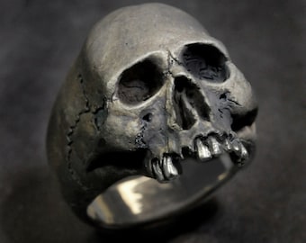 Skull Ring,Half Jaw, Mens Silver Skull Ring, Jack Sparrow,Biker ring, Rocker ring, Goth ring, Custom Sterling Silver Skull Ring,.925