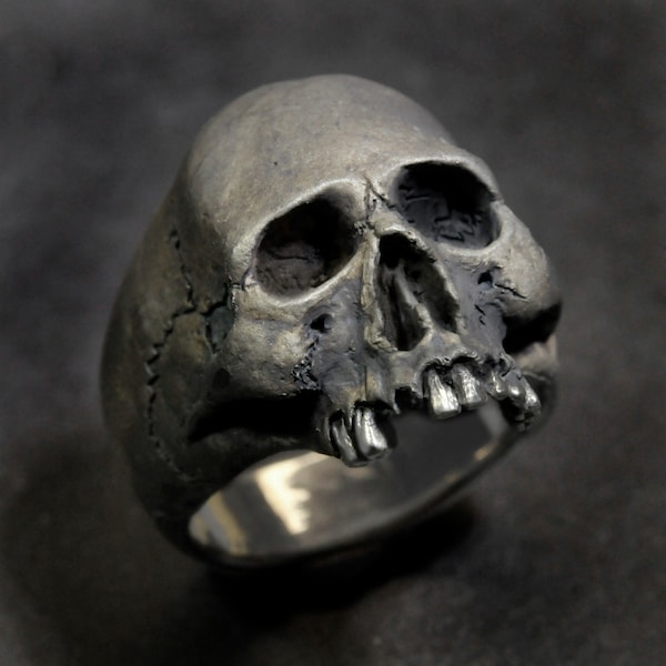 Skull Ring,Half Jaw, Mens Silver Skull Ring, Jack Sparrow,Biker ring, Rocker ring, Goth ring, Custom Sterling Silver Skull Ring,.925