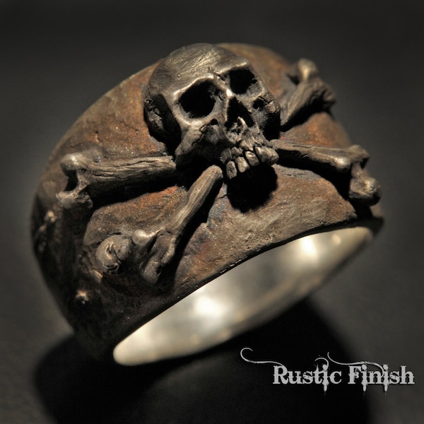 Totenkopf Ring,Piraten Ring,Skull and Crossbones Ring,Skull and Crossbones Ring,Totenkopf Ring,Herren Silber Totenkopf Ring,Biker Ring,Rocker ring,Totenkopf Sterling Silber Ring,.925