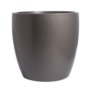 Napa Round Cylinder Modern Planter - Grey. Made from hand laid fiberglass. For Indoor and outdoor garden use. Various sizes available.
