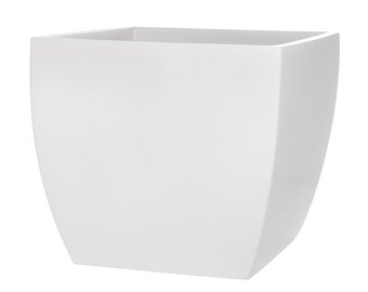 Pacifica Square Curved Modern Planter Box - White. Made from hand laid fiberglass. For Indoor & outdoor garden use. Various sizes available.