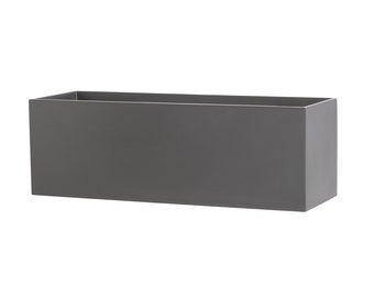 Belmont Rectangle Modern Planter Box - Grey. Made from hand laid fiberglass. For Indoor and outdoor garden use. Various sizes available.