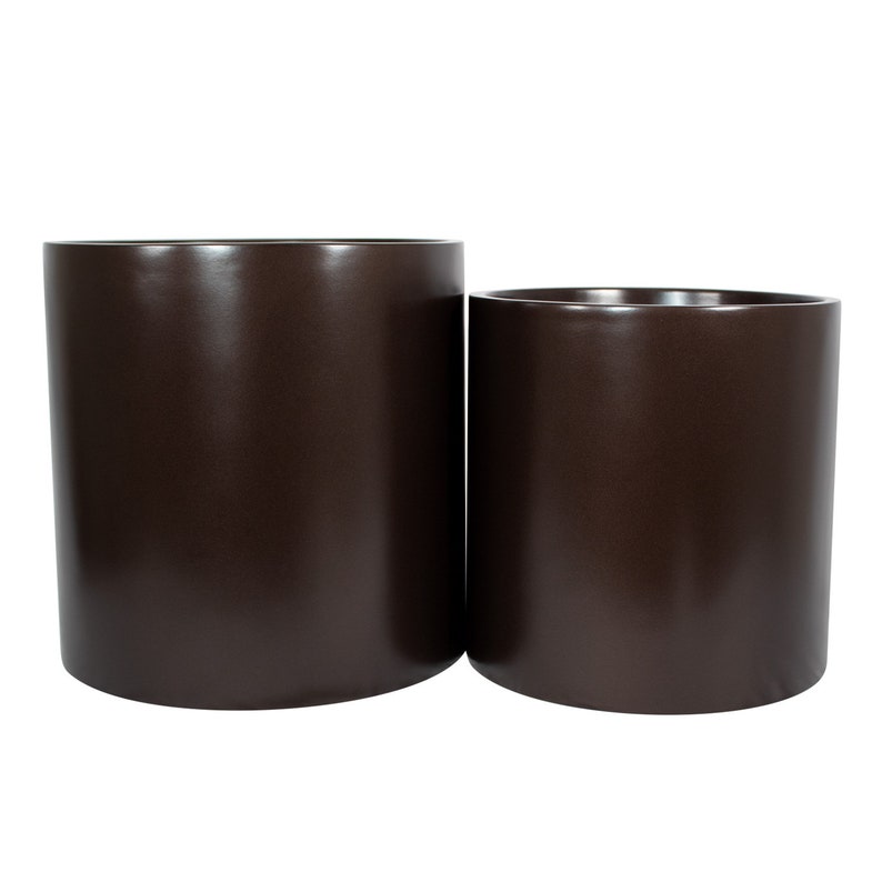 Brea Round Cylinder Fiberglass Planter D:14 x H:14 White Brea Round Cylinder Fiberglass Planter D:14 x H:14 White