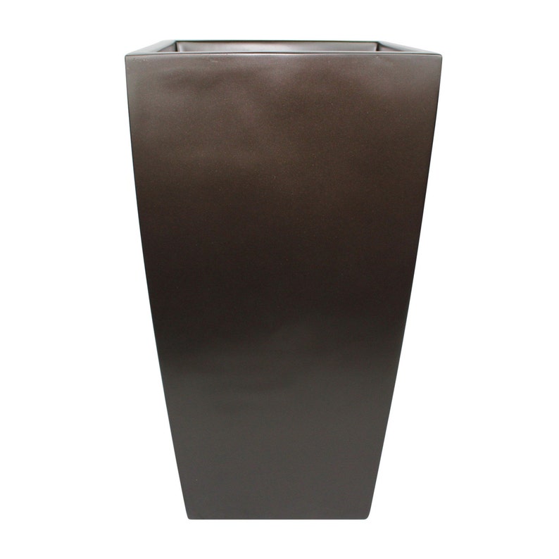 Made from hand laid fiberglass For Indooroutdoor garden use Brown Various sizes available Orinda Tall Square Curved Modern Planter Box