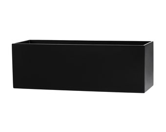 Belmont Rectangle Modern Planter Box - Black. Made from hand laid fiberglass. For Indoor and outdoor garden use. Various sizes available.