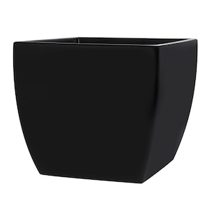 Pacifica Square Curved Modern Planter Box - Black. Made from hand laid fiberglass. For Indoor & outdoor garden use. Various sizes available.