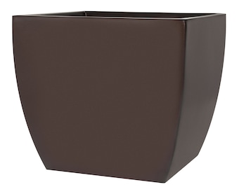 Pacifica Square Curved Modern Planter Box - Brown. Made from hand laid fiberglass. For Indoor & outdoor garden use. Various sizes available.