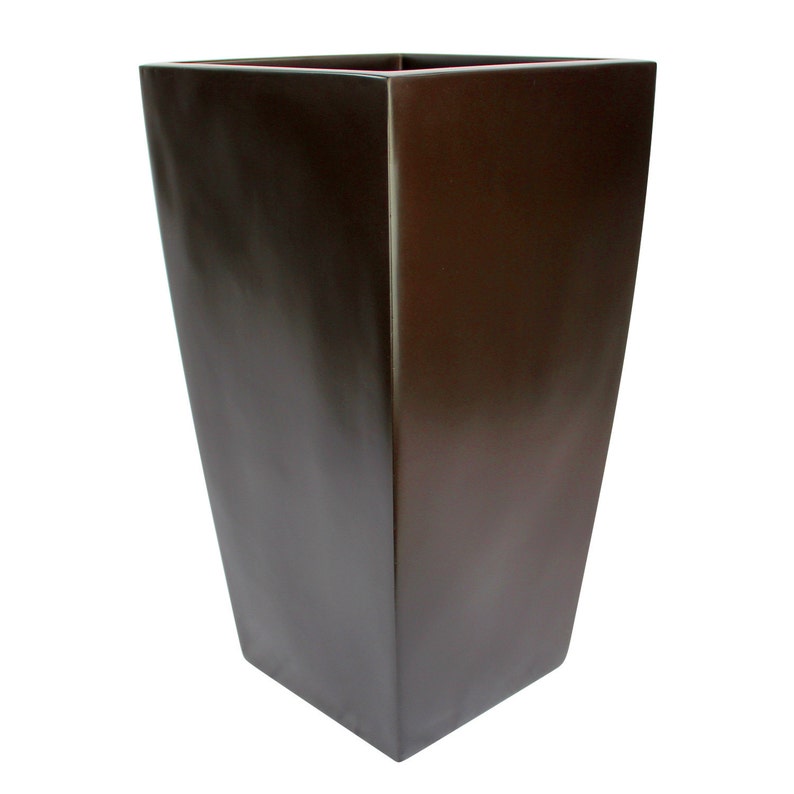 Made from hand laid fiberglass For Indooroutdoor garden use Brown Various sizes available Orinda Tall Square Curved Modern Planter Box