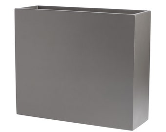 Calistoga Tall Rectangle Modern Planter Box - Grey. Made from hand laid fiberglass. For Indoor/outdoor garden use. Various sizes available.