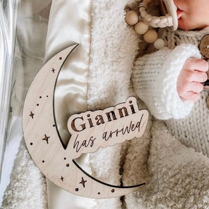 Moon and Stars Baby Name Announcement | Custom Baby Name | Nursery Sign