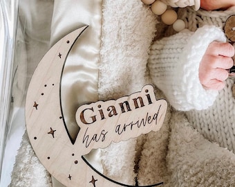 Moon and Stars Baby Name Announcement | Custom Baby Name | Nursery Sign