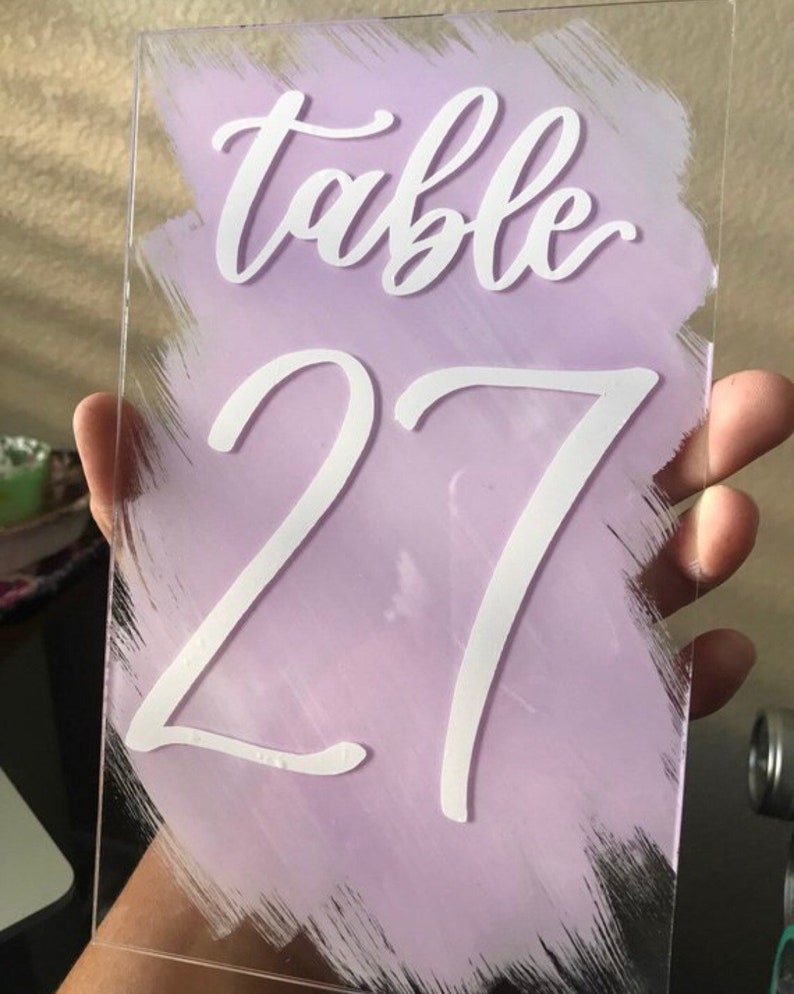 Painted Acrylic table numbers vinyl plexi wedding decor Etsy