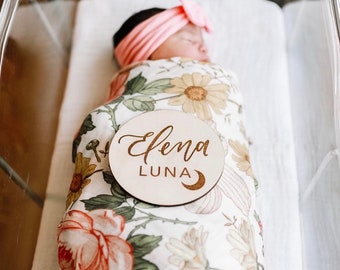 Baby Name Announcement | Custom Baby Round | Birth Stats