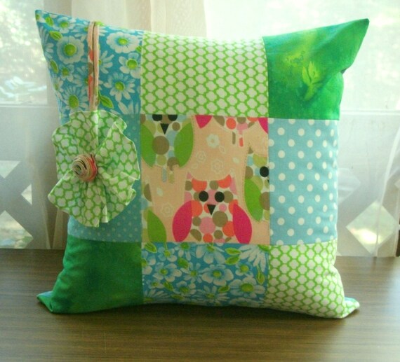 Patchwork Pillows Pink And Green Throw Pillows Pillows With Etsy