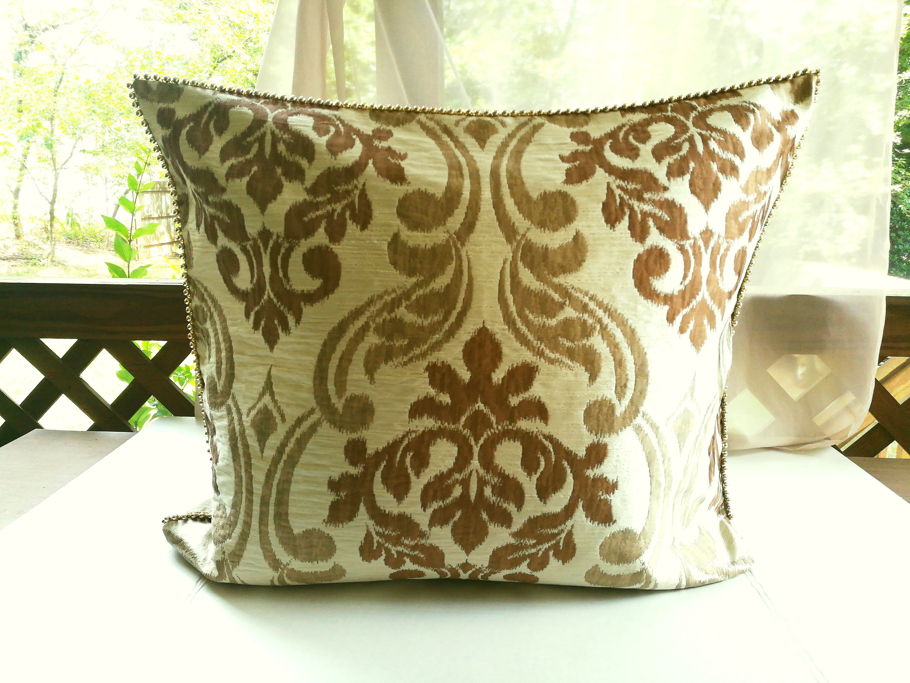 Large Gold and Brown Print Pillow Cover Brown and Tan Throw Etsy