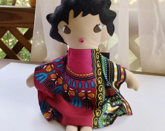 Black Dolls For Girls Ragdoll Brown in Washable Fabric Stuffed Toy For Doll Baby Handmade Gift Friend Party Birthday