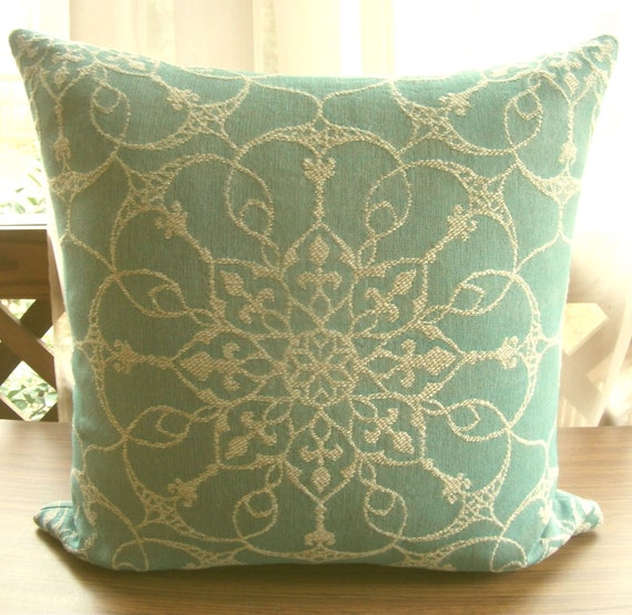 Seafoam Green Pillows Pillows With Medallion Green And Beige Etsy