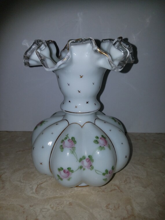 Rumrill Pottery Acanthus Leaf Vase Creamy Yellow W Turquoise