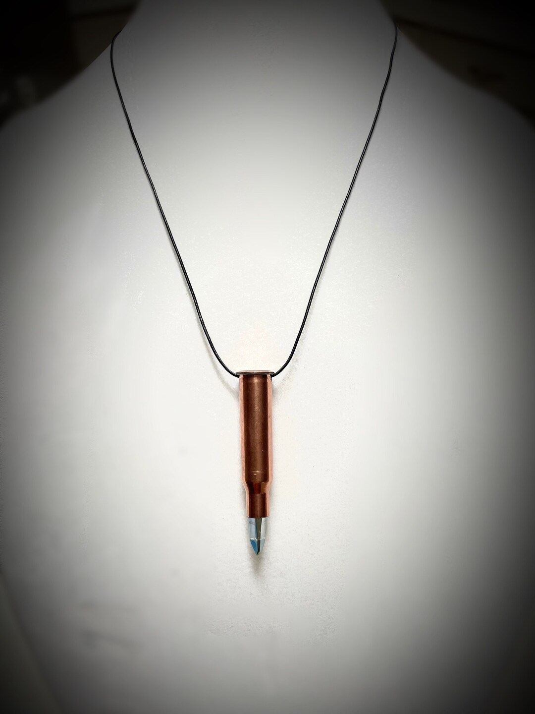 Copper Bullet Casing With Quartz Pendant Etsy
