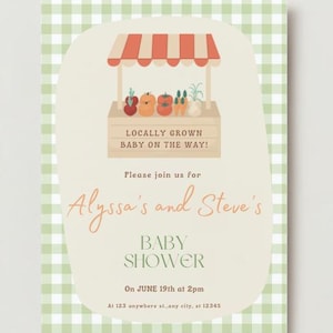 Farmers Market Themed Baby Shower Invitation Editable