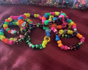 10 Assorted or Customized Kandi Raver Music Festival Bracelets Friendship VSCO