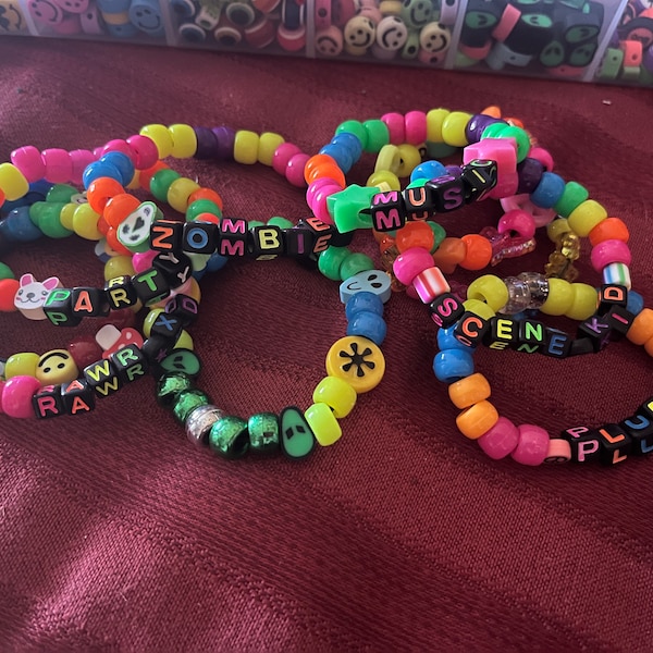 10 Assorted or Customized Kandi Raver Music Festival Bracelets Friendship VSCO