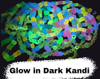 10 Assorted or Custom Glow in dark Raver Music Festival Kandi Bracelets VSCO Friendship