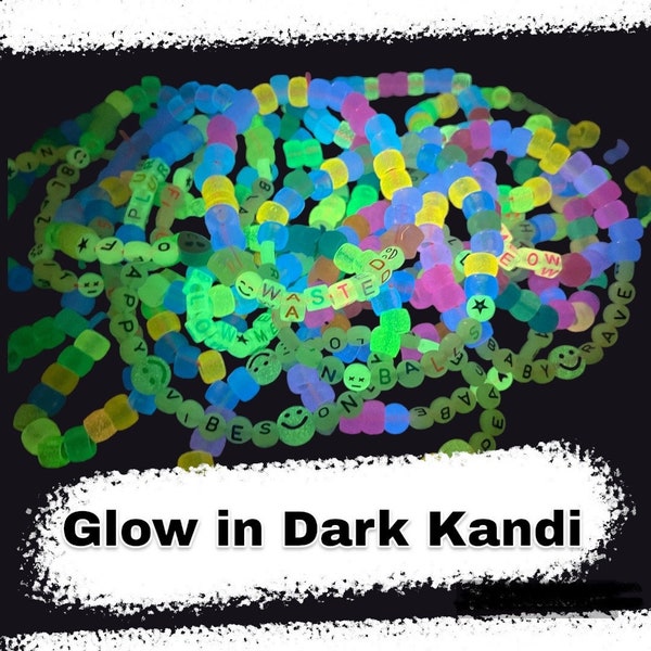 10 Assorted or Custom Glow in dark Raver Music Festival Kandi Bracelets VSCO Friendship