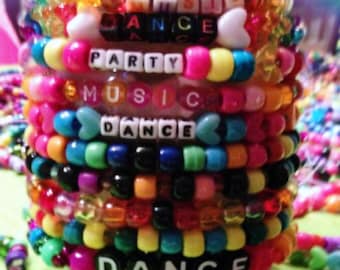 6 Assorted Kandi Raver Music Festival Bracelets VSCO Friendship