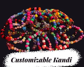 15 Assorted or Custom  Raver Music Festival Kandi Bracelets VSCO Friendship