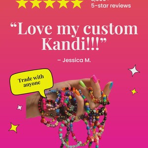 Ten (10)  Bracelets Customized Kandi Raver Music Festival Bracelets Friendship VSCO