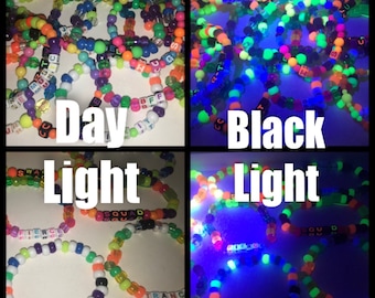 10 Assorted Blacklight Reactive Raver Music Festival Kandi Bracelets Friendship VSCO