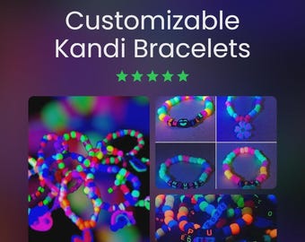 Ten (10) bracelets  Customized Blacklight Reactive Raver Music Festival Kandi Bracelets Friendship VSCO