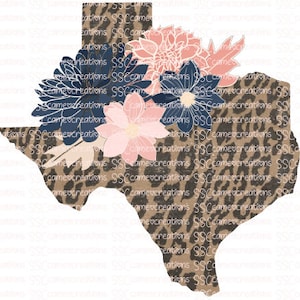 Leopard Texas flowers sublimation PNG File
