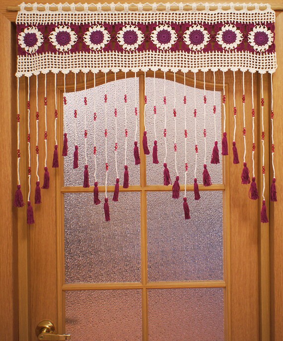 Boho Door Curtain With Acrylic Beads White And Purple Etsy