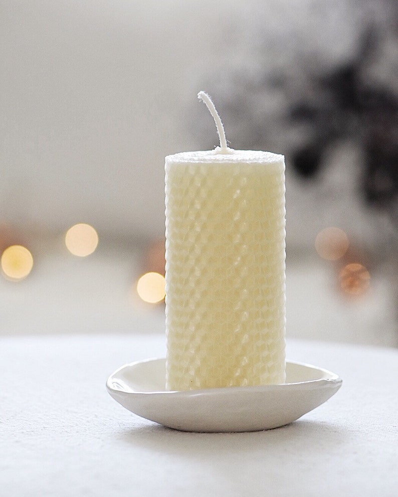 The Suzy Beeswax pillar candle