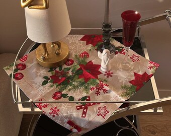 Kaket Tovaglioli Di Stoffa 100% Cotone Rossi 45x45 Cm, Set Da 4, Con Tessitura Floreale, Per Natale E Cene Eleganti - 6