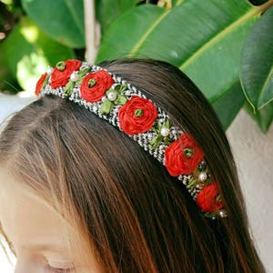 fabric headband, floral print crown, embroidery headband, bridal floral crown, wedding headbands, girls floral crown, headband women
