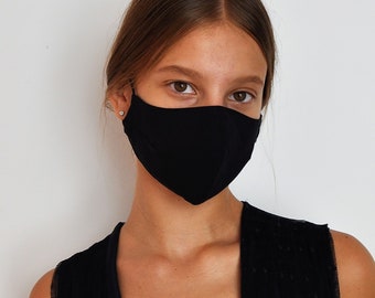 black cotton mask, mask with rubber, duoble layer mask, decorative mask, fashionable mask, summer face mask, designer black mask