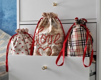 bolso lenceria algodon niños, bolso ropa estampado pajaros, bolso ropa viaje algodon, bolso algodon cuadros calzado