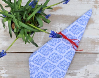 Set van 4 Provençaalse blauwe servetten, koningsblauwe katoenen servetten, set van 4 blauw-witte servetten, set van 4 losse servetten