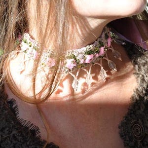 embroidered choker, hand crafted choker, extra long ties, wedding choker, embroidery necklace, wedding necklace, luxury necklace