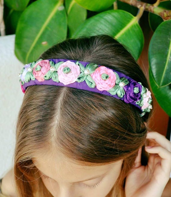 Fabric Headband, Floral Print Crown, Embroidery Headband  display picture 1