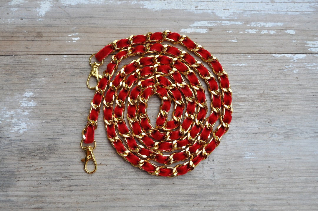 Bags Chain Strap Clutch Chain Strap Gold Red Chain Chain Etsy