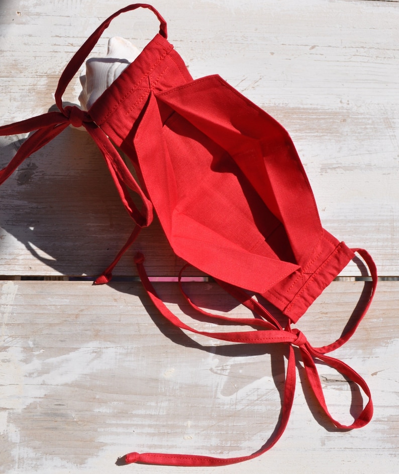 Designer Red Mask Mask With Ties Triple Layer Mask Etsy
