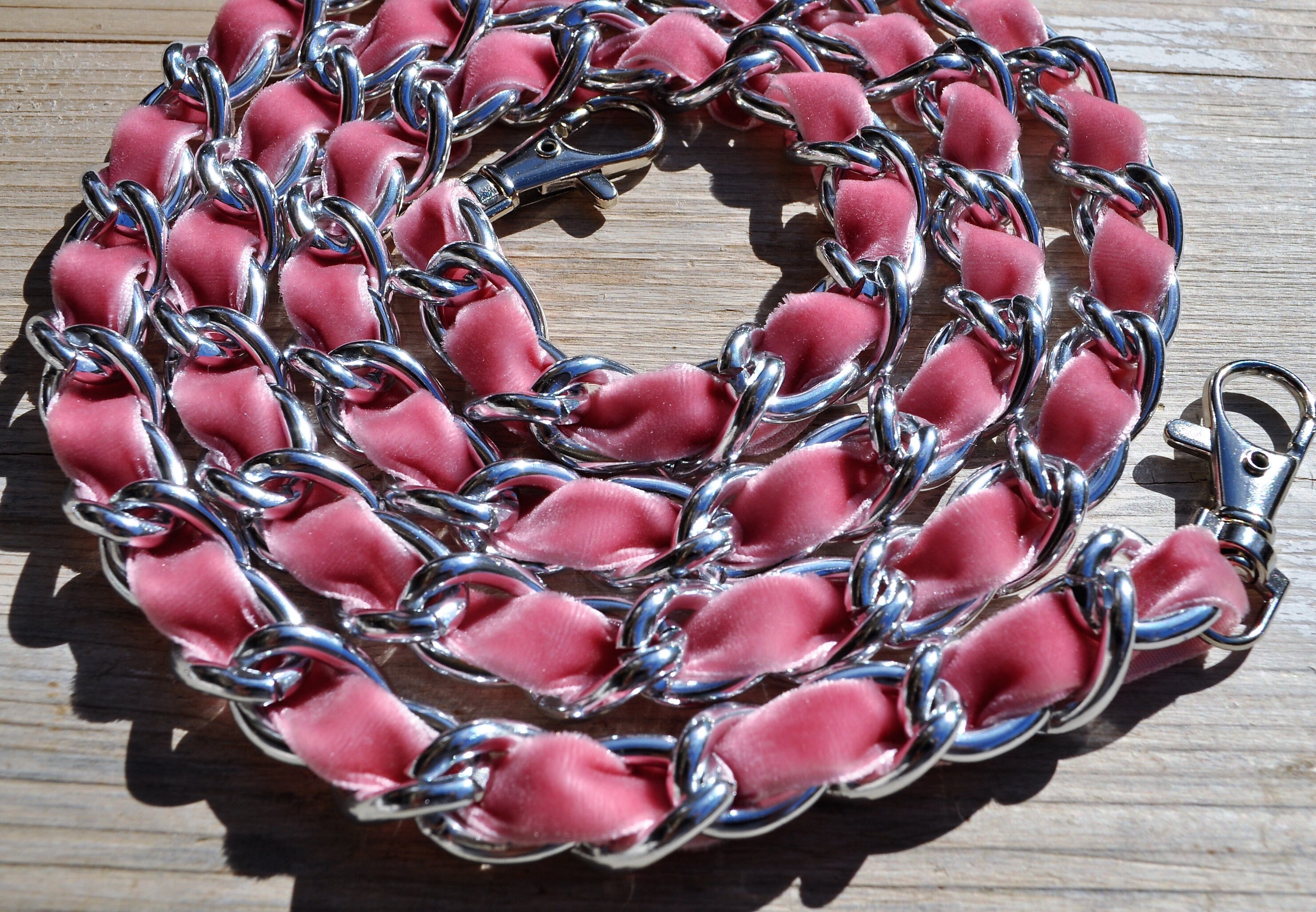 Bags Chain Strap, Clutch Chain Strap, Silver Brown Chain, Chain Handle