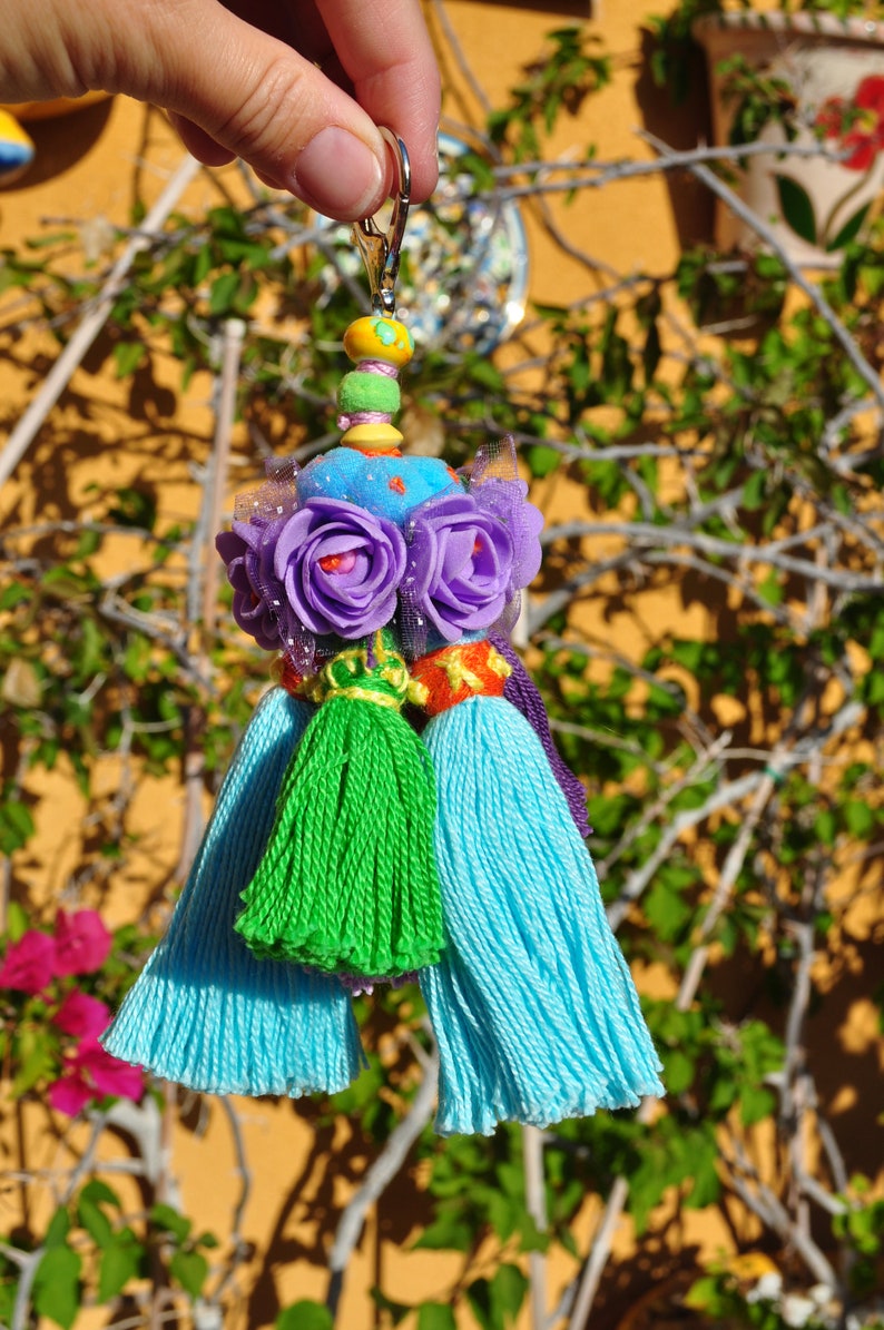 Beach Bag Tassel Cotton Bag Tassel Key Chain Tassel Rainbow Etsy